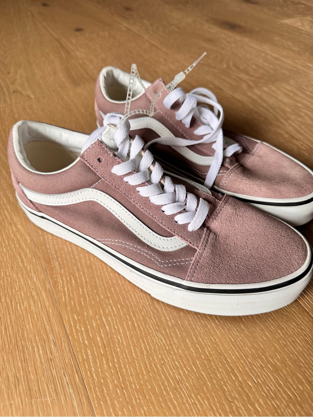 Vans Women’s Old Skool Suede Sneakers in Dusty Rose and White